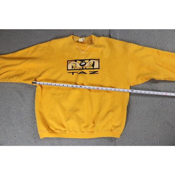 Looney Tunes Sweatshirt Vintage Taz Large Small Face Yellow 1995 USA - Picture 11 of 14